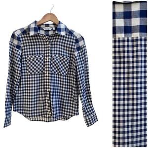 & Other Stories Semi Sheer Lightweight Gingham Button Up Shirt Petite Size 2